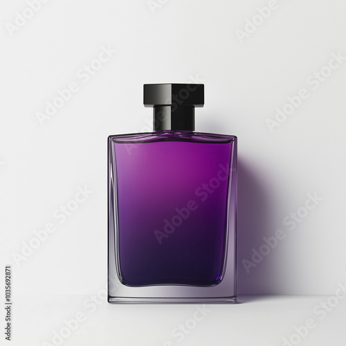 Elegant Gradient Purple Perfume Bottle Isolated on White Background - Minimalist and Stylish Fragrance Container