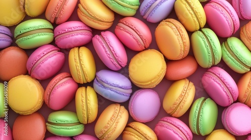 Wallpaper Mural A seamless surface of colorful macarons, tightly arranged to create a vibrant pattern of pinks, yellows, greens, and purples. Torontodigital.ca