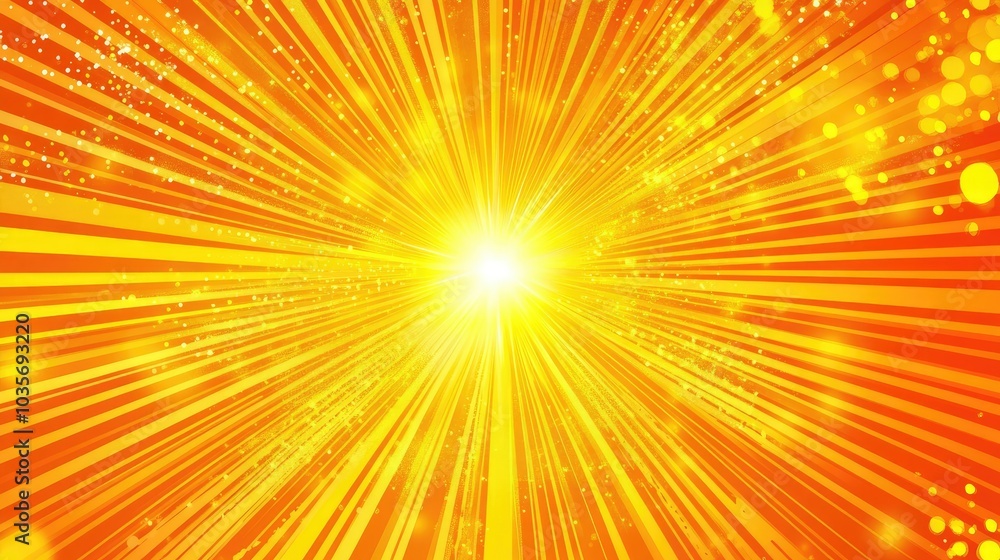 High-energy yellow and orange starburst background with halftone dots, perfect for dynamic and attention-grabbing designs