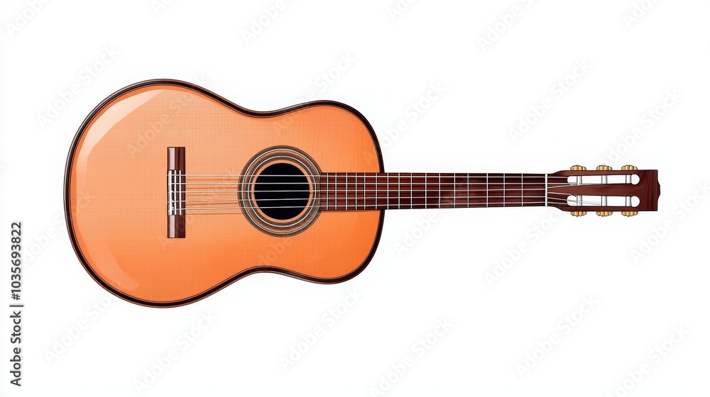 Obraz premium Acoustic guitar, white isolate background