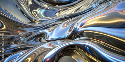 Wallpaper Mural Dynamic Abstract Metallic Shapes in Colorful Patterns on Black Background Torontodigital.ca