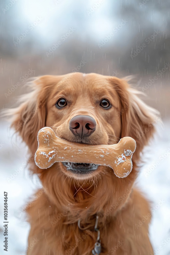 Obraz premium dog with a toy bone. Selective focus