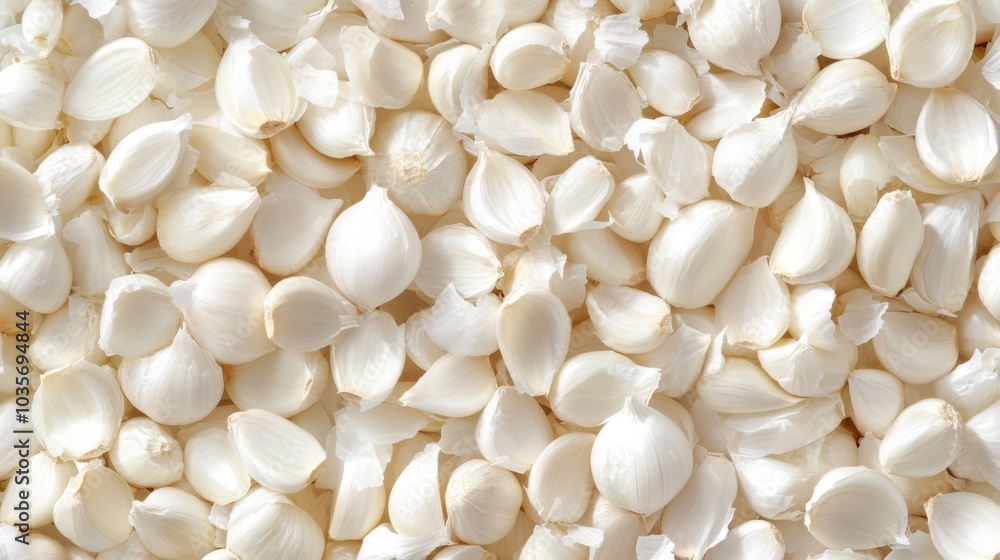 A background completely filled with whole cloves of garlic, packed tightly together to create a fragrant, textured surface in soft white tones. A background completely filled with whole cloves of garlic, packed tightly together to create a fragrant, textured surface in soft white tones.