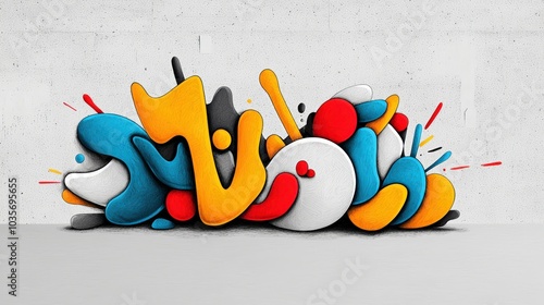 Colorful abstract shapes on concrete background