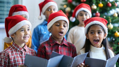 Indian Kids Singing Christmas Carols	
 photo