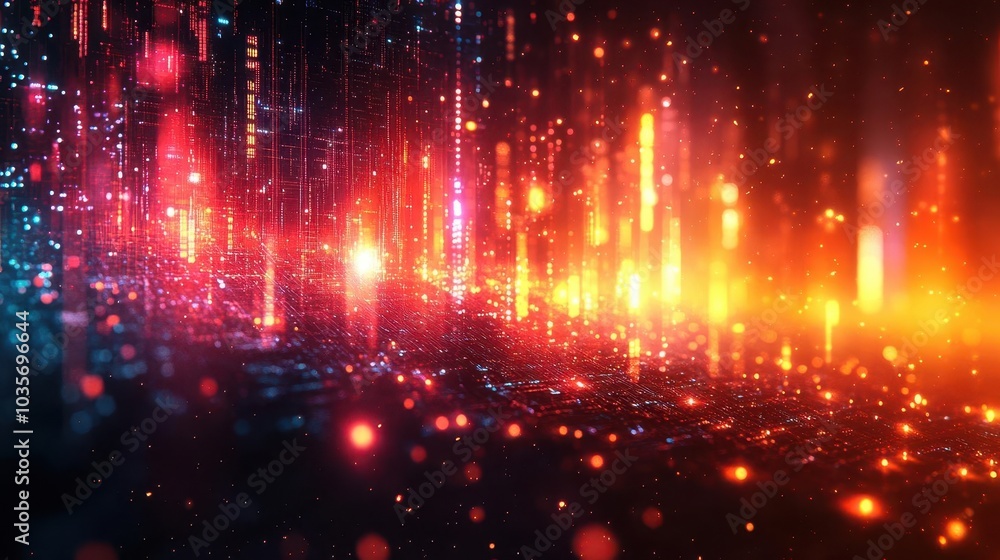 Fototapeta premium futuristic abstract design representing the concept of technology featuring a cyberspace background with intricate data processing patterns exploring the intersection of digital and physical realms