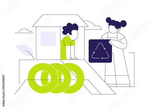 Recycled playground equipment abstract concept vector illustration.