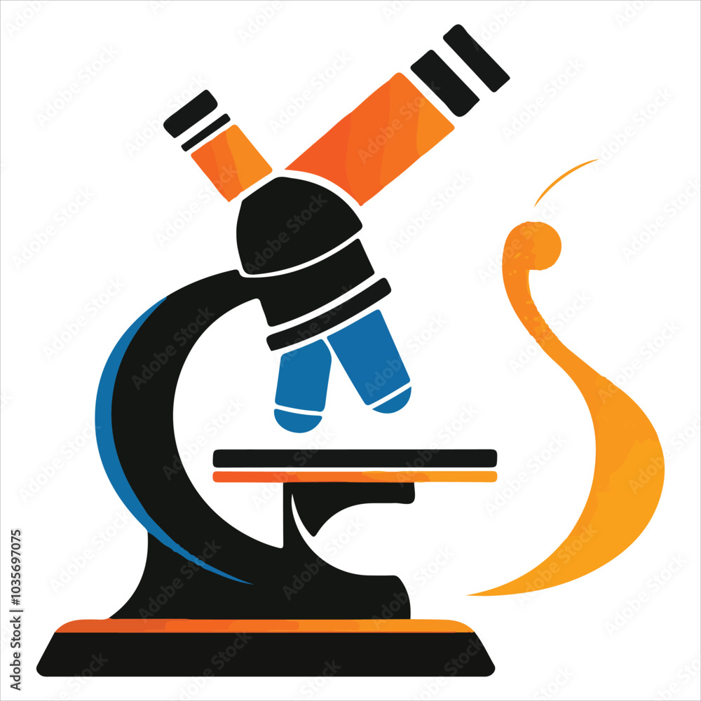 simple logo of a a microscope, on white background simple logo of a a microscope, on white background