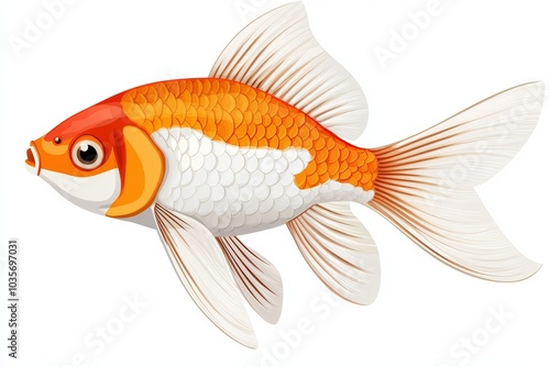 Colorful goldfish with detailed fins, isolated. photo