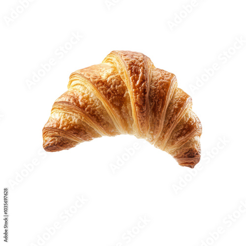 Floating croissant showcasing buttery layers, with a crisp and golden exterior inviting you to indulge.