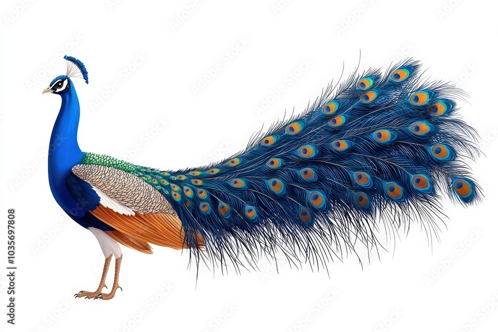 Fototapeta premium Colorful peacock with elaborate feathers