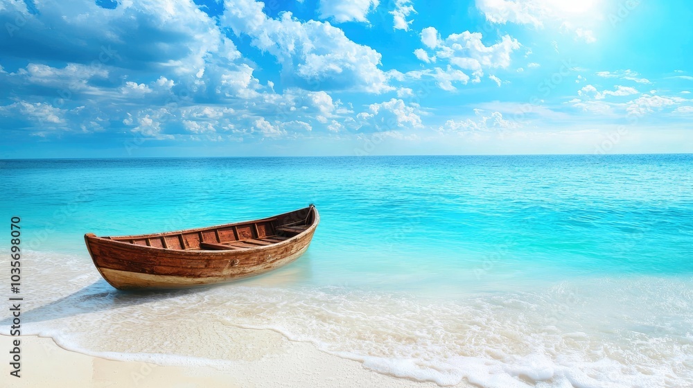 wooden boat on the background of the sea. selective focus wooden boat on the background of the sea. selective focus