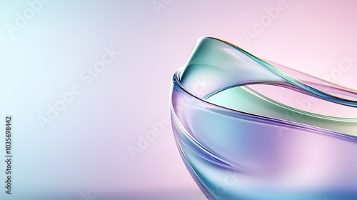 A delicate, abstract design featuring soft, translucent curves with a pastel gradient, evoking a sense of serenity and elegance.