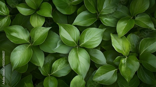 Lush and Verdant Green Foliage Filling the Frame in a Natural Botanical Background