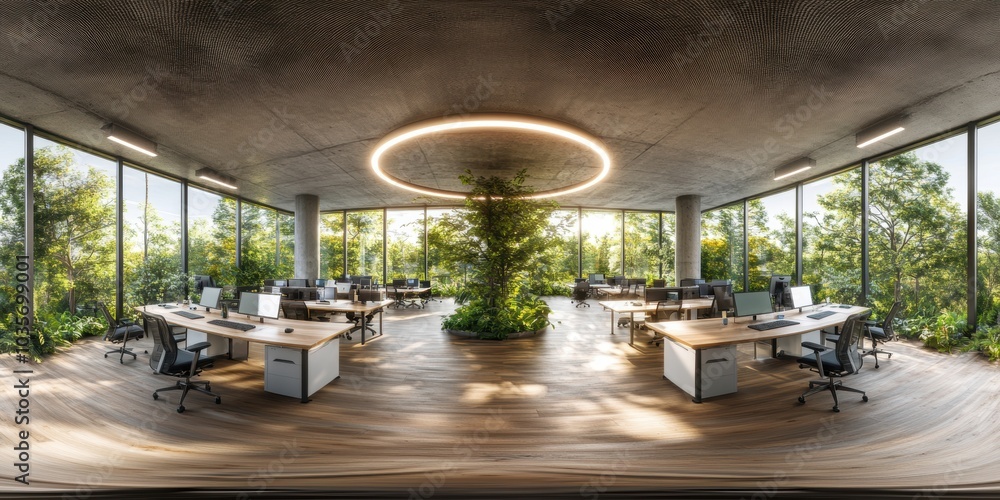 Fototapeta premium Modern Office Green View.
