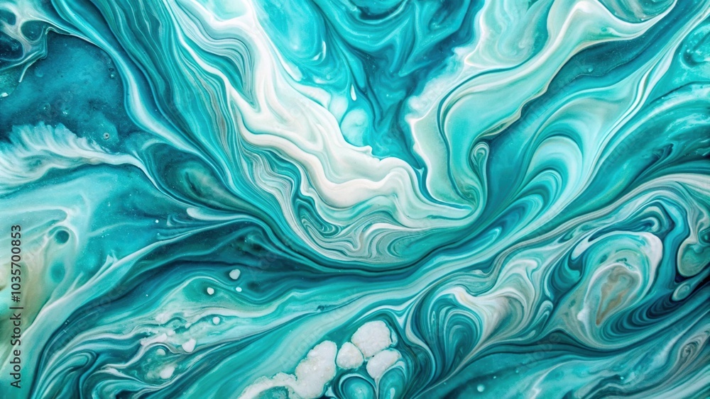 Abstract teal and white fluid art background close-up Abstract teal and white fluid art background close-up