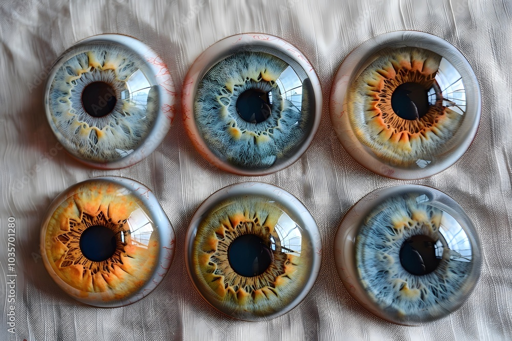 Stunning Collection of Realistic Artificial Eyes Displayed on Fabric Stunning Collection of Realistic Artificial Eyes Displayed on Fabric
