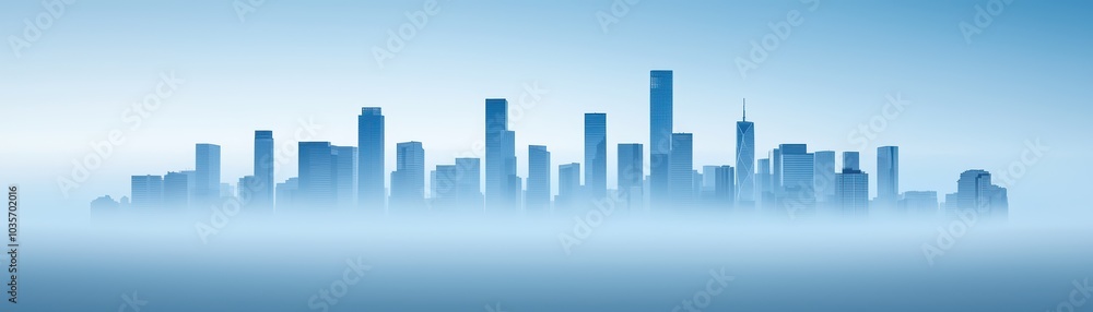 Skyline silhouette with foggy background, modern cityscape, tranquil atmosphere. Skyline silhouette with foggy background, modern cityscape, tranquil atmosphere.
