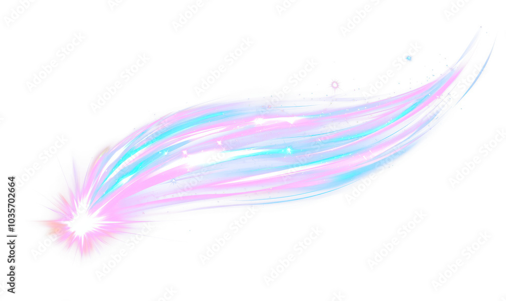 Fototapeta premium Colorful light streaks with sparkles isolate on transparent background, cutout, png