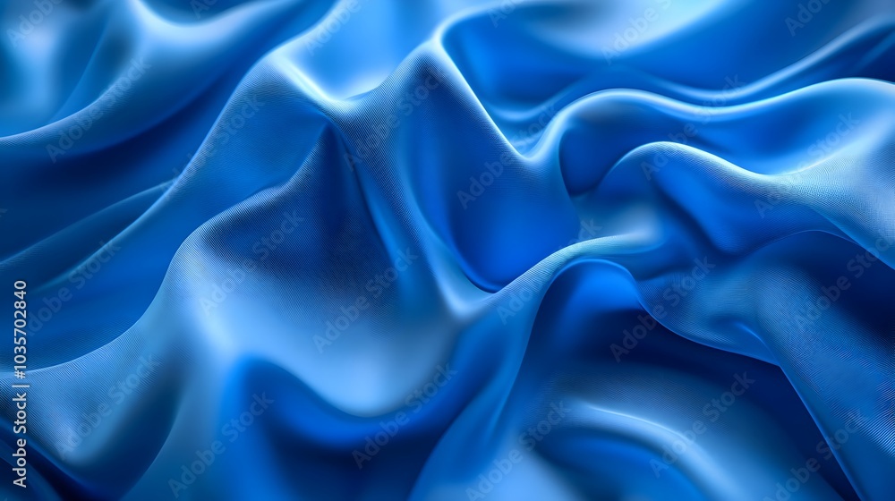Fototapeta premium Captivating Blue Abstract Fabric Folds with Soft Lighting