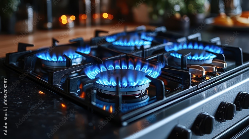 gas stove burner showcasing a blue flame creating a striking visual against a backdrop of a wellkept kitchen highlighting the rising costs of gas in an economic context with clarity and impact gas stove burner showcasing a blue flame creating a striking visual against a backdrop of a wellkept kitchen highlighting the rising costs of gas in an economic context with clarity and impact