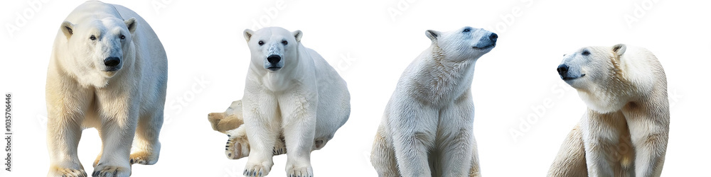 Polar bears in various poses isolated on transparent background Polar bears in various poses isolated on transparent background