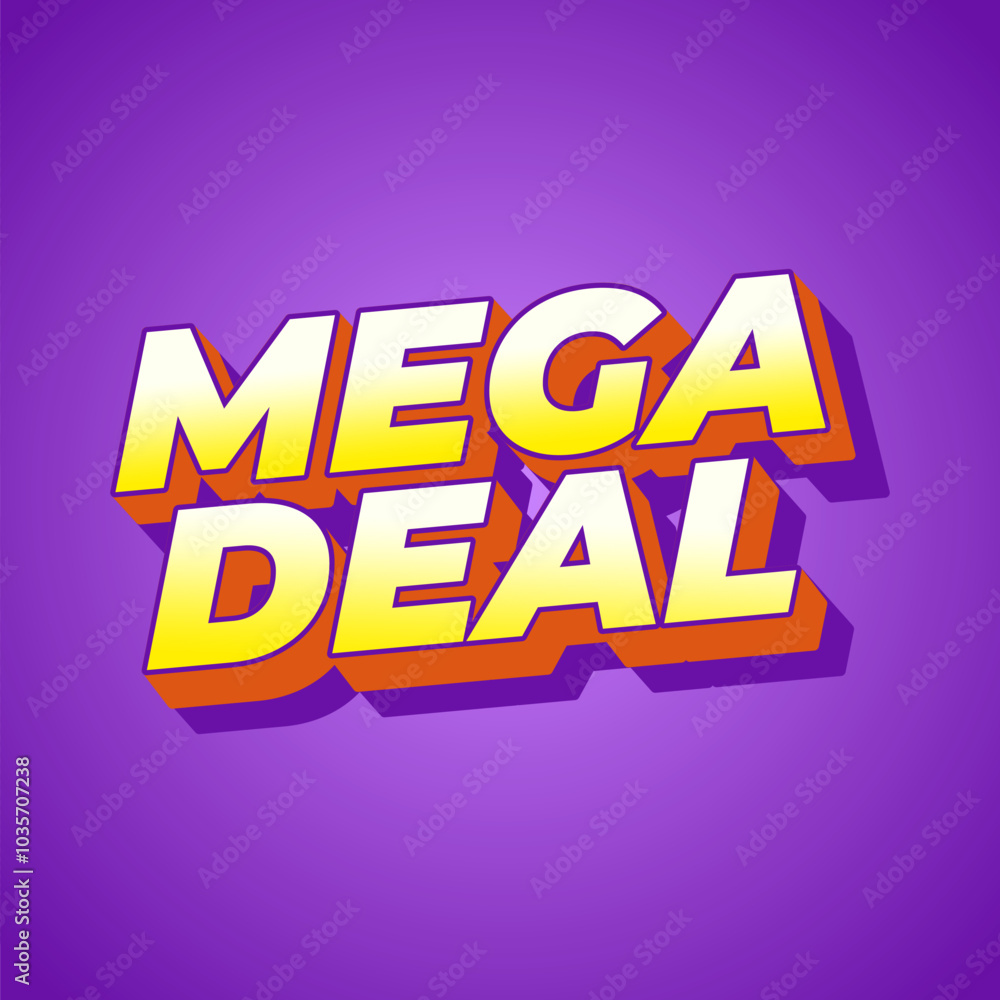 Mega deal. Text effect in 3D look for promotional ads. Square size Mega deal. Text effect in 3D look for promotional ads. Square size