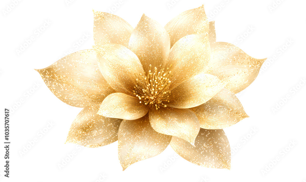 Beautiful golden lotus flower isolate on transparent background, cutout, png Beautiful golden lotus flower isolate on transparent background, cutout, png