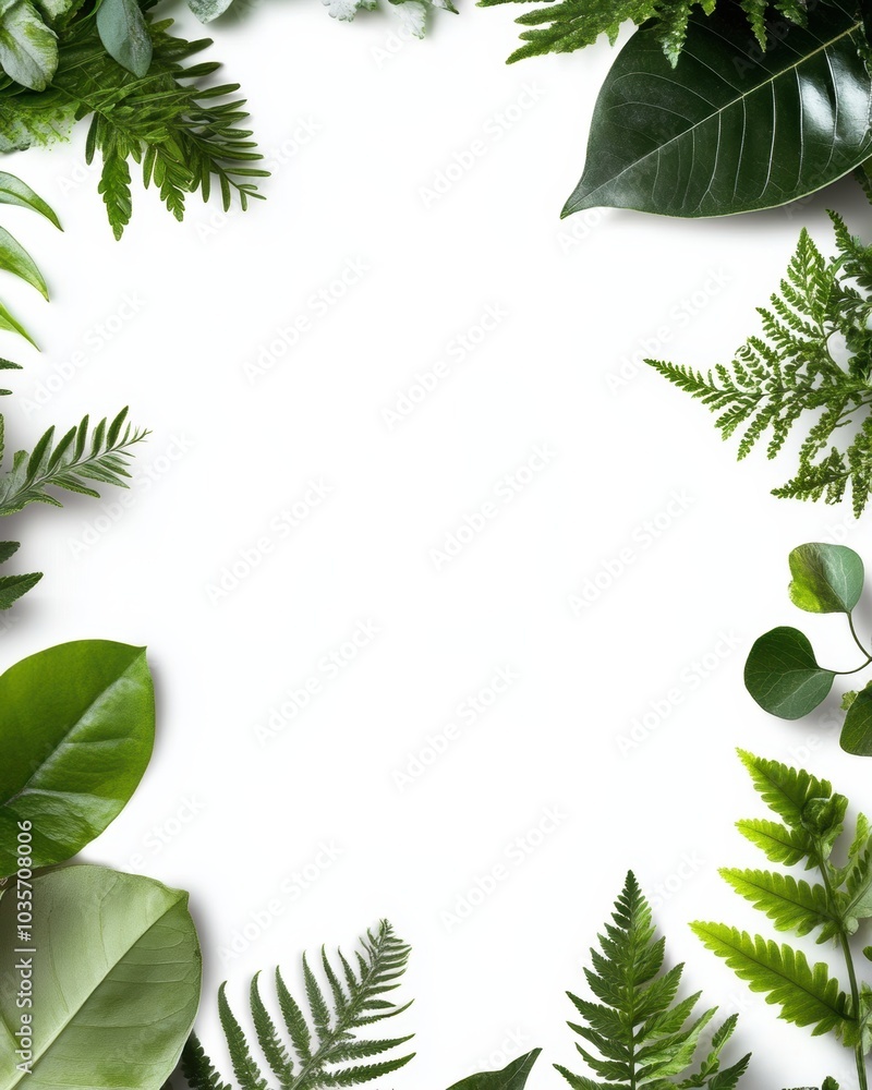 Naklejka premium Fresh Botanical Frame with White Background
