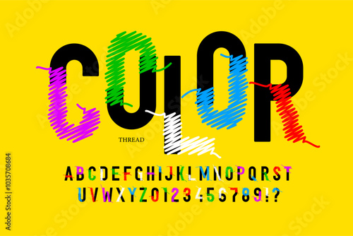 Color. Embroidery style fon...