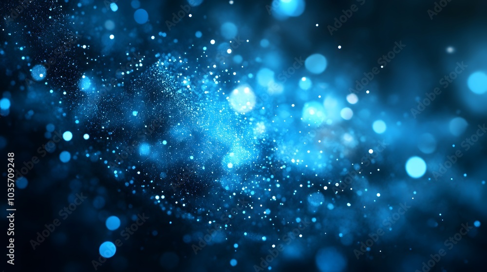 Fototapeta premium Abstract Blue Bokeh Background with Scattered Glimmering Lights