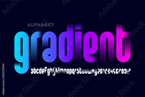 Gradient. Modern lowercase font design, alphabet letters and numbers vector illustration