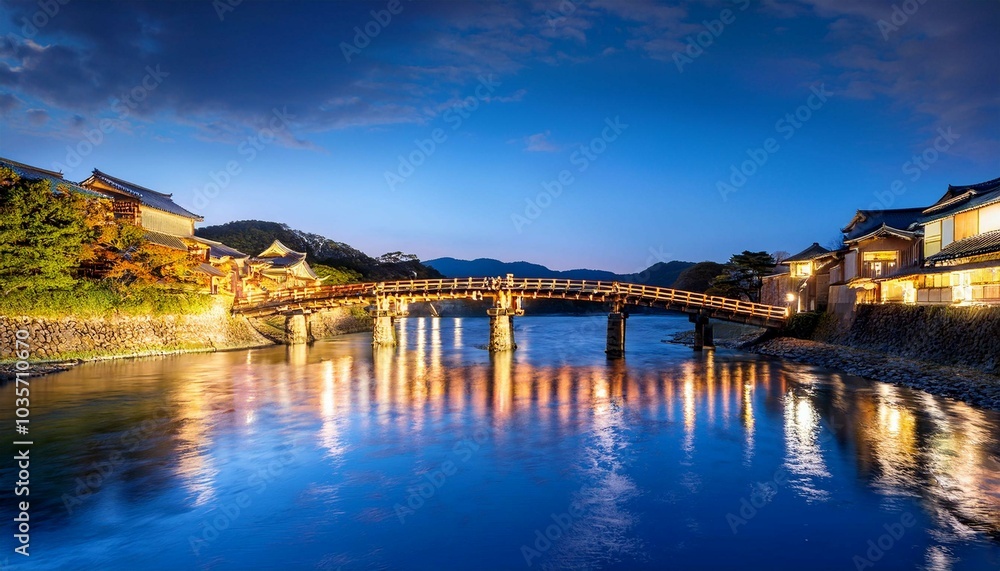 Obraz premium bridge over the river at night