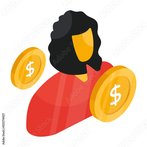 Dollar with human showcasing investor icon 

