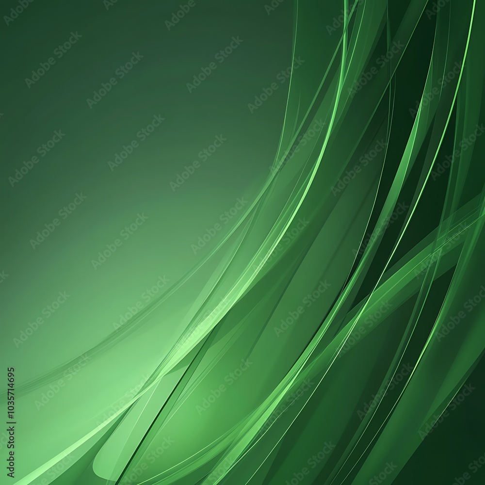 Obraz premium A smooth, abstract green background with flowing lines, ideal for digital designs and presentations.