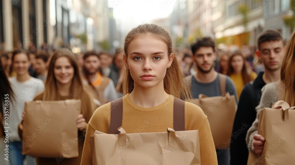Joyful Holiday Shopping Crowds Capture the Festive Spirit of Gift-Giving and Holiday Cheer with This Image of Happy Shoppers Carrying Presents