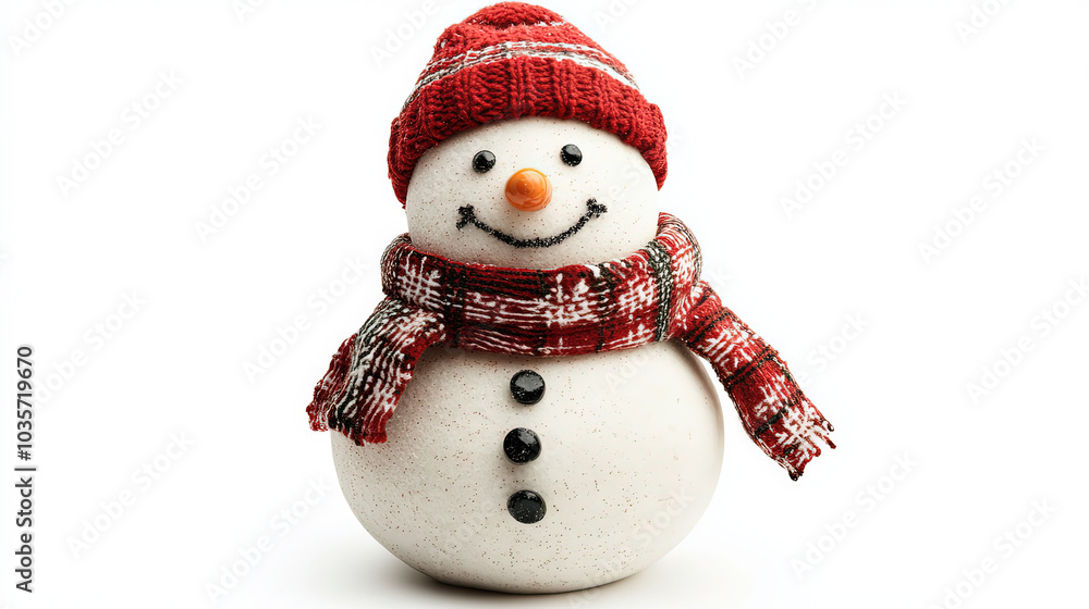 Colorful Christmas snowman with a scarf and hat on white background Colorful Christmas snowman with a scarf and hat on white background