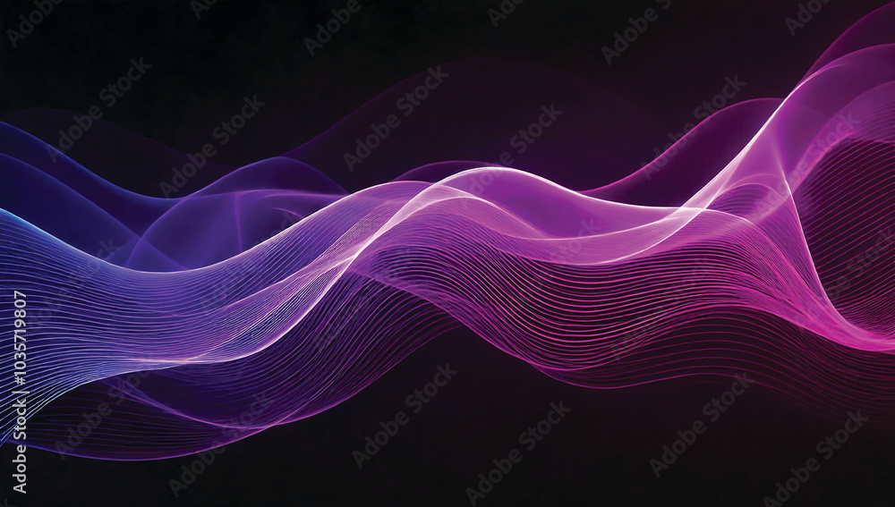 Obraz premium Colorful smooth wave lines Wave element black background Designed with a material that has a surface similar to a translucent frosted coating with a soft but luxurious texture. With translucent proper