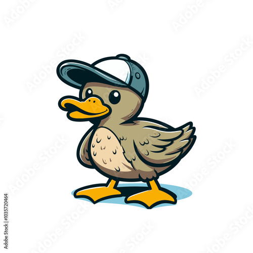 cool duck modern style mascot isolated vector illustration