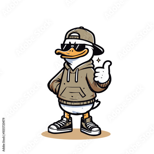 cool duck modern style mascot isolated vector illustration