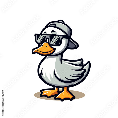 cool duck modern style mascot isolated vector illustration