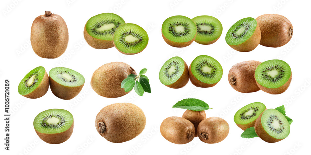 Fresh Kiwi Fruit Collection, PNG set collection, isolated on transparent background Fresh Kiwi Fruit Collection, PNG set collection, isolated on transparent background