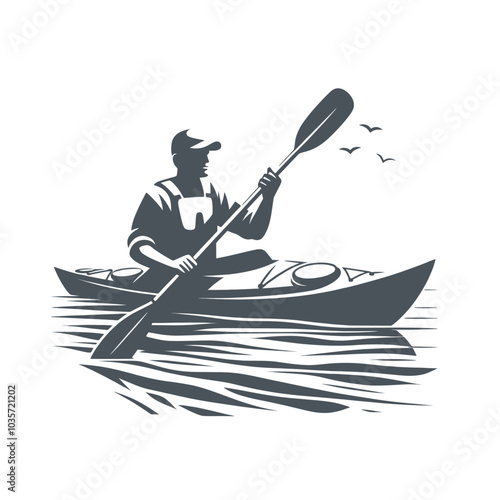 Kayaking canoe modern sports isolated vector illustration