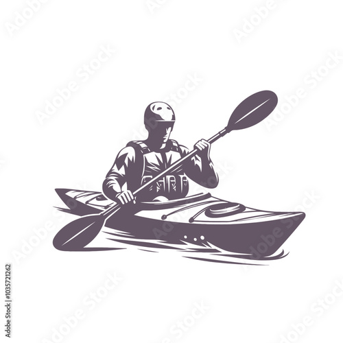 Kayaking canoe modern sports isolated vector illustration
