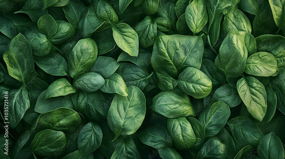 Realistic fresh spinach leaves creating a vibrant green background - Realistic fresh spinach leaves creating a vibrant green background -