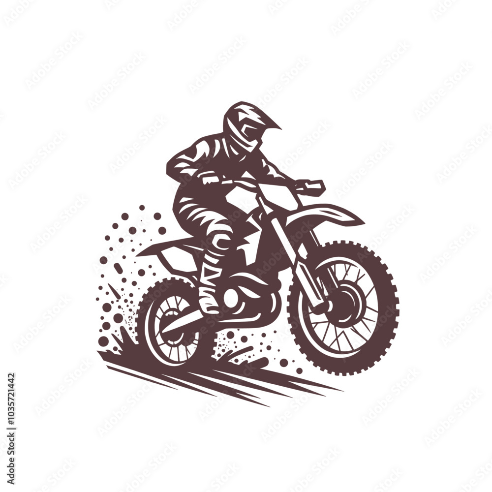 Motocross biker riding a dirt bike. isolated vector illustration Motocross biker riding a dirt bike. isolated vector illustration