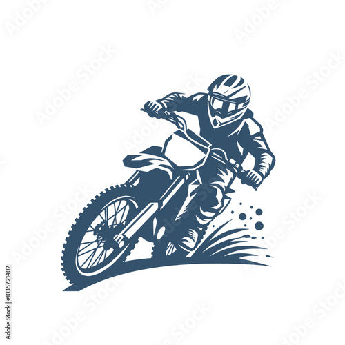 Motocross biker riding a dirt bike. isolated vector illustration