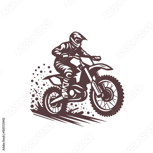 Motocross biker riding a dirt bike. isolated vector illustration