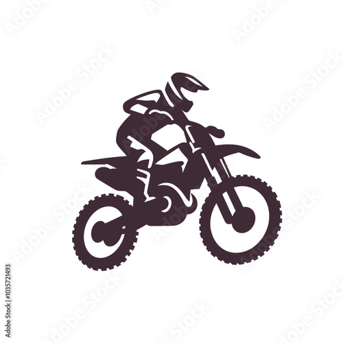 Motocross biker riding a dirt bike. isolated vector illustration