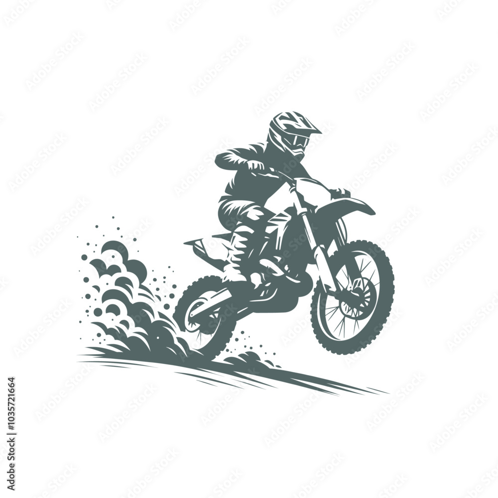 Obraz premium Motocross biker riding a dirt bike. isolated vector illustration